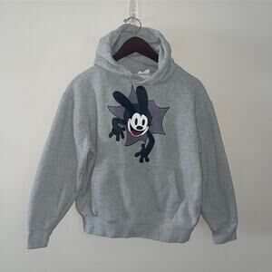 DISNEY PARKS 100 Oswald The Lucky Rabbit Pullover Hoodie Gray Small XS (0691)